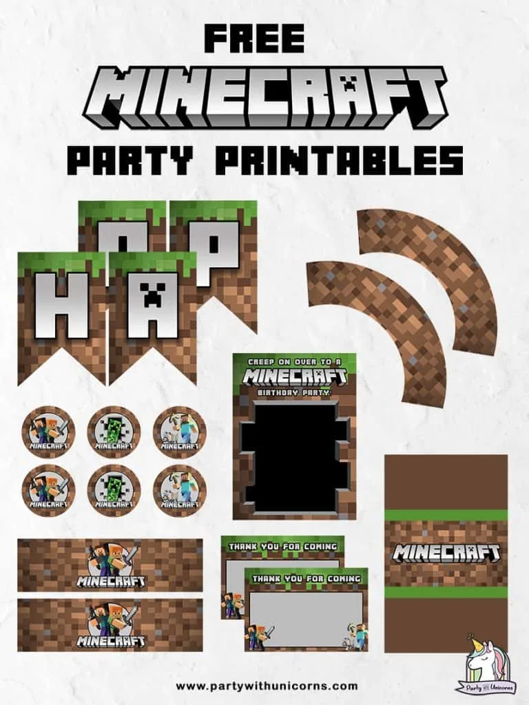 printable happy birthday minecraft banner