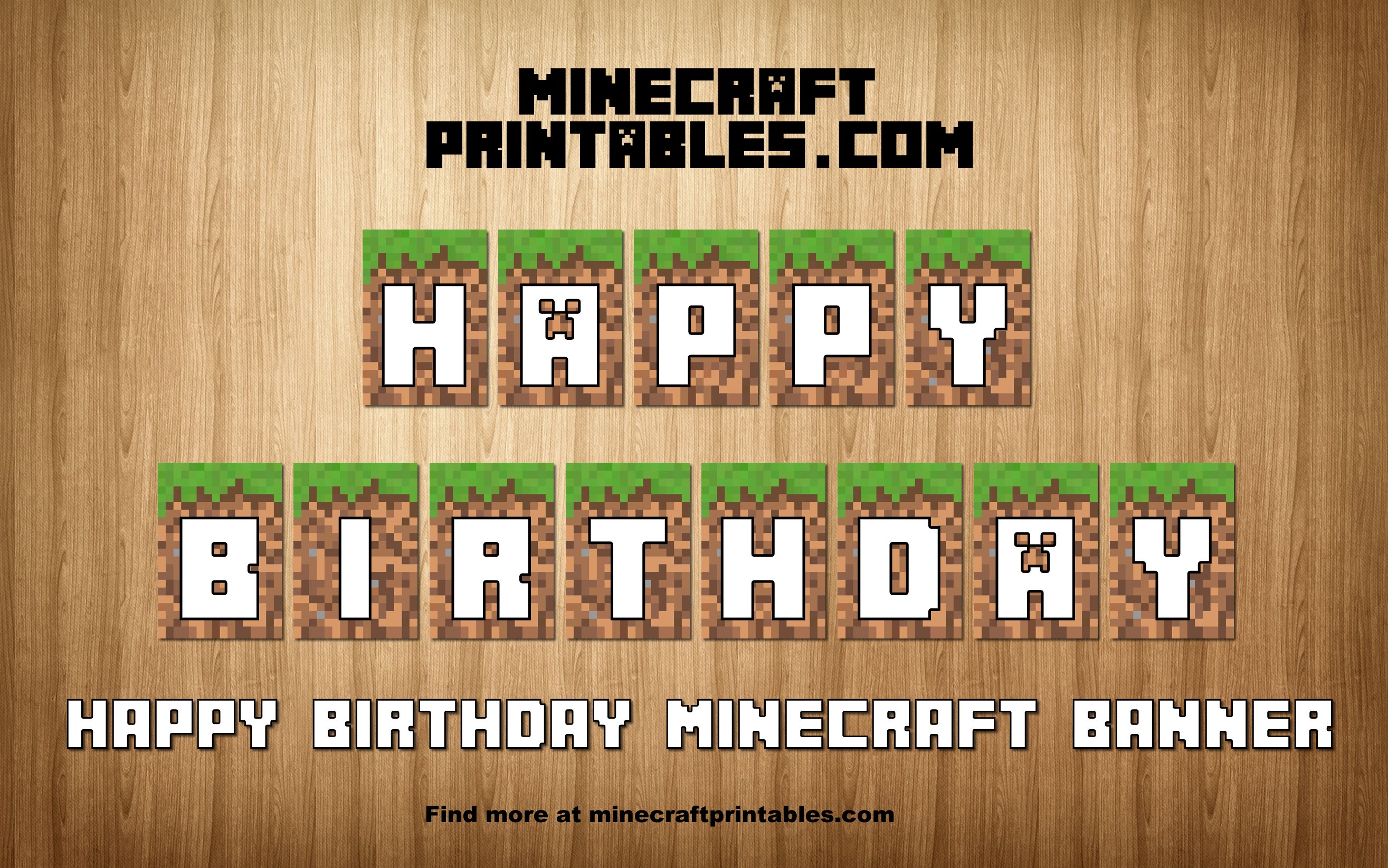 printable happy birthday minecraft banner