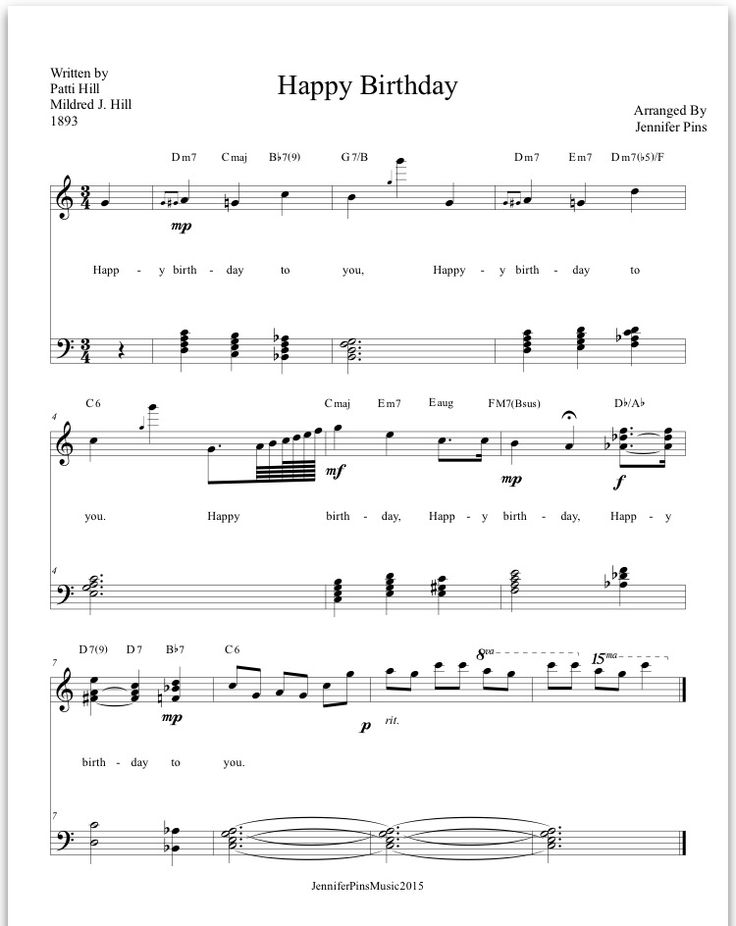 printable happy birthday music
