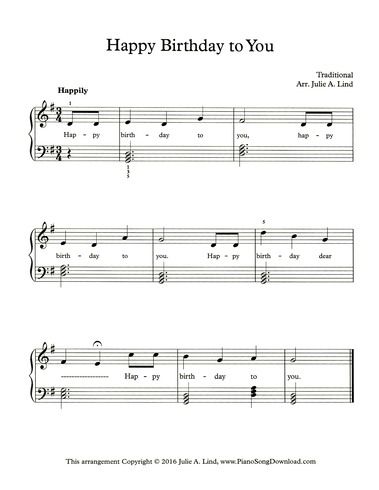 printable happy birthday piano sheet music