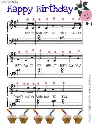 printable happy birthday piano sheet music