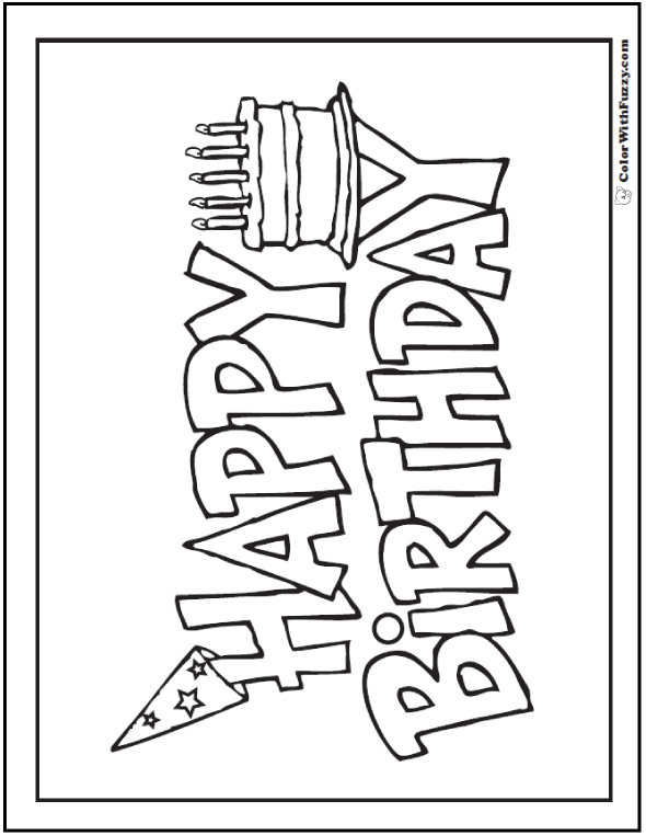 printable happy birthday pictures to color