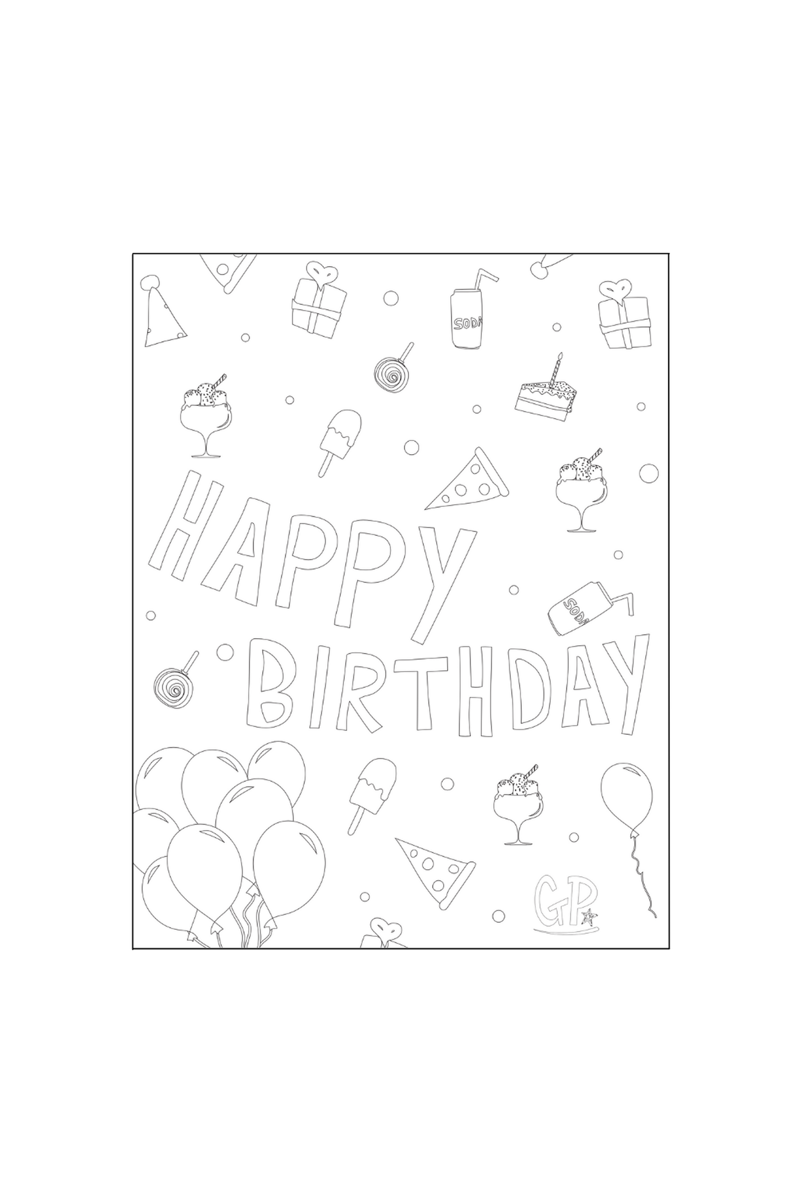 printable happy birthday pictures to color