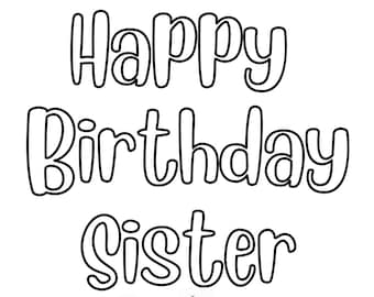 printable happy birthday sister