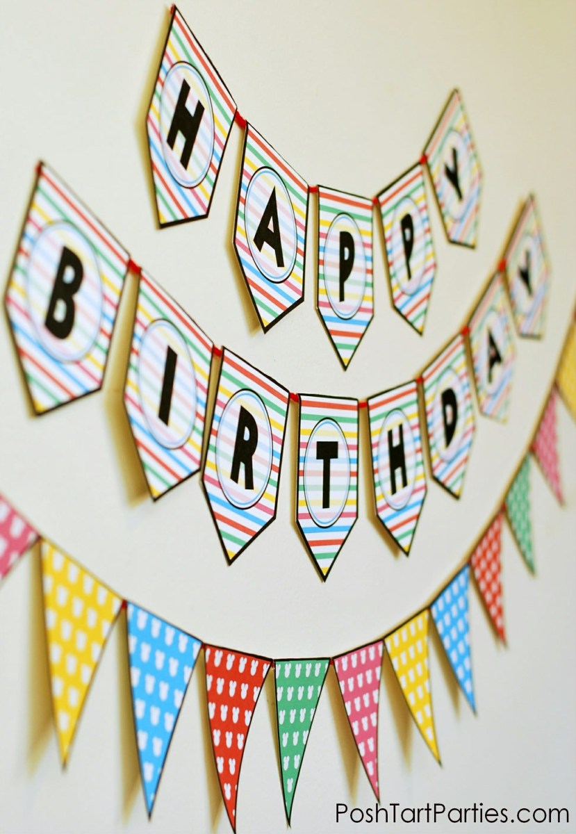 printable happy birthday triangle banner