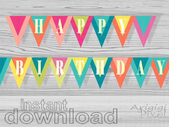 printable happy birthday triangle banner