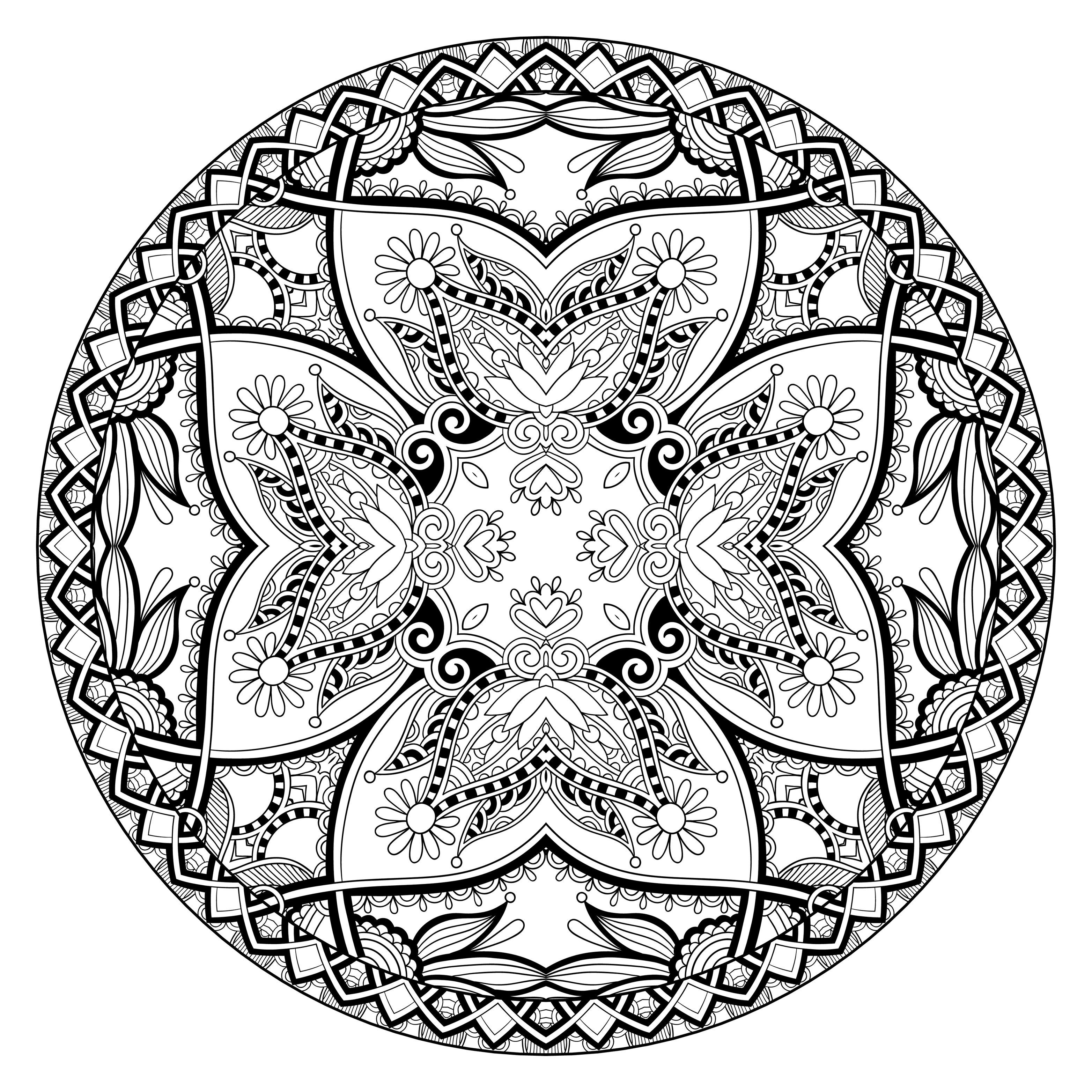 Mandala composed of four identical zones - Very difficult Mandalas ...