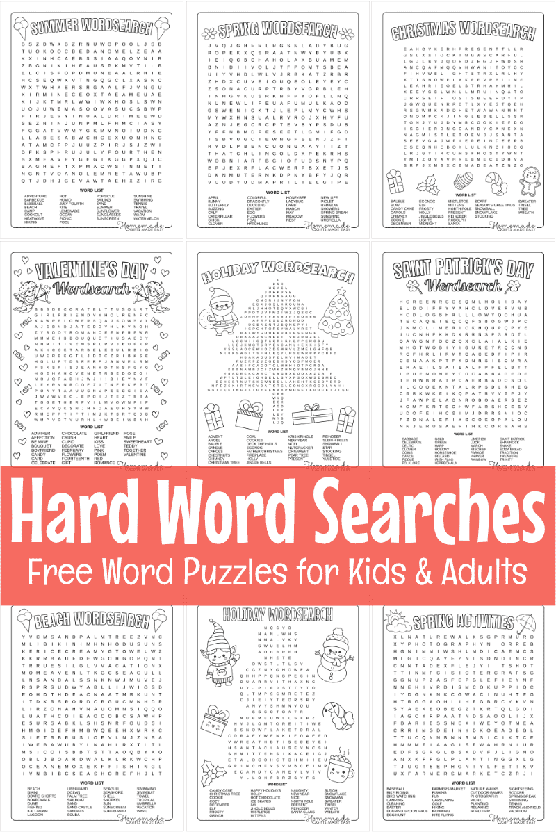 Best Hard Word Search Puzzles to Download &  Print for Free