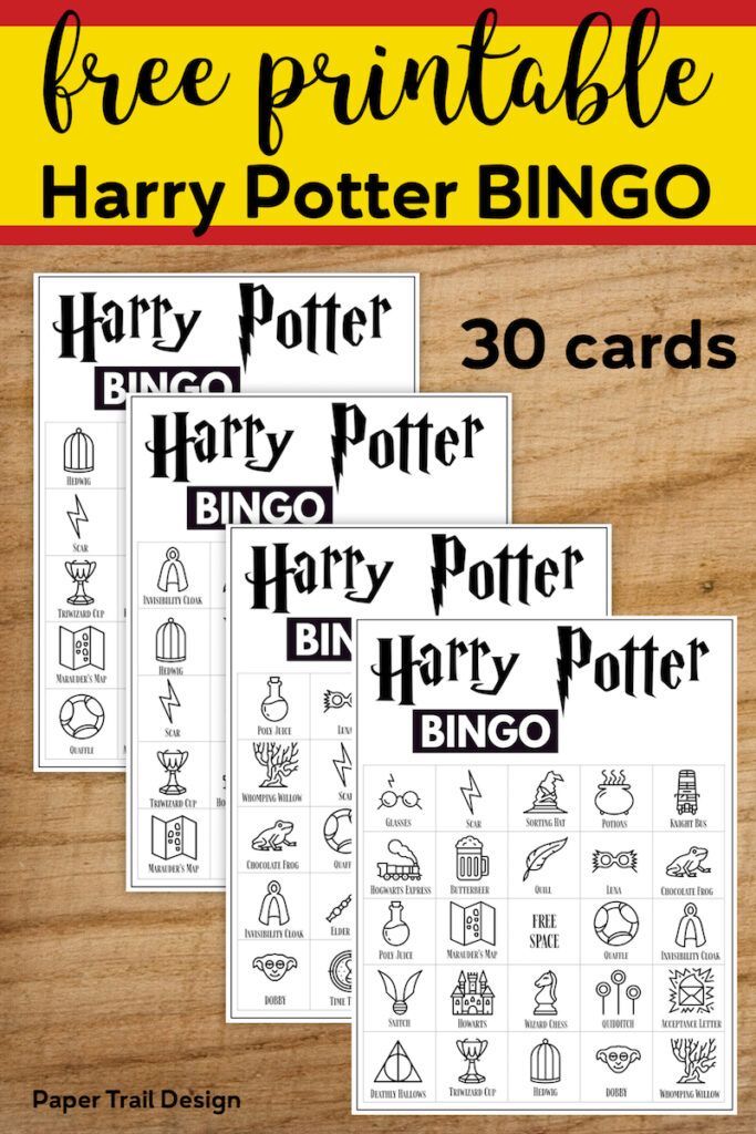 printable harry potter bingo cards