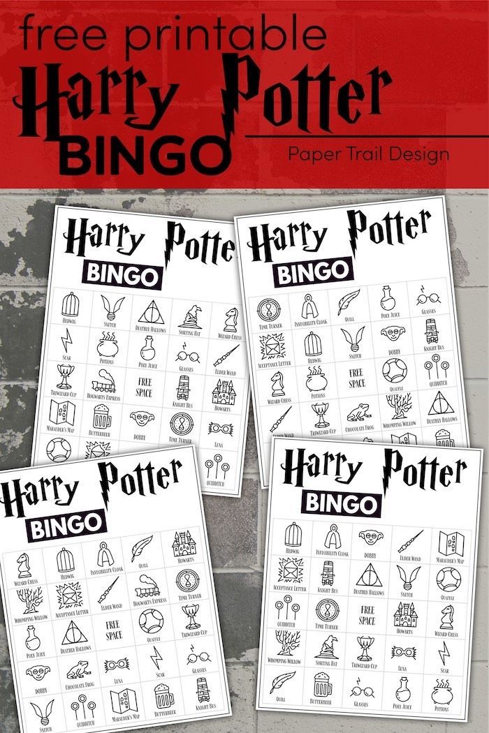 printable harry potter bingo cards