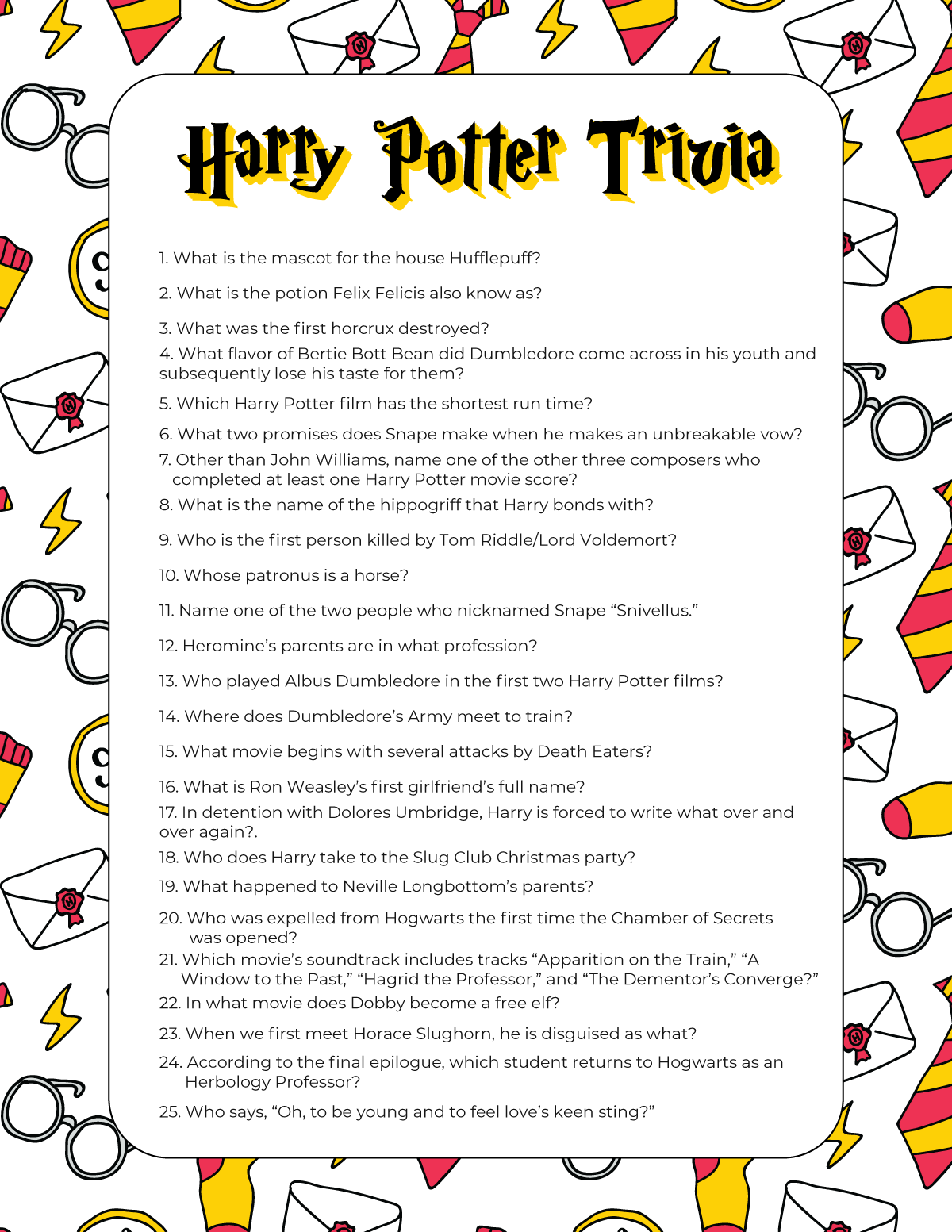 printable harry potter quiz questions