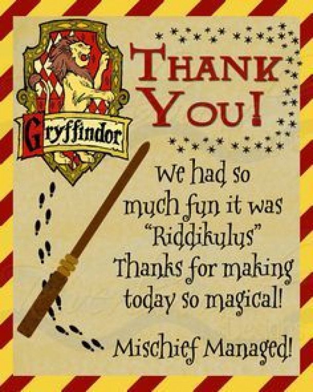 printable harry potter thank you cards