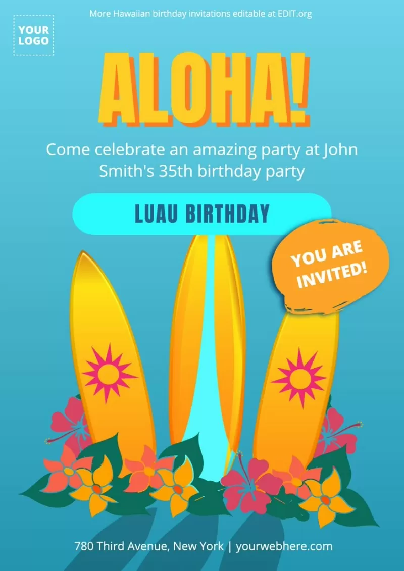 printable hawaiian party invitations