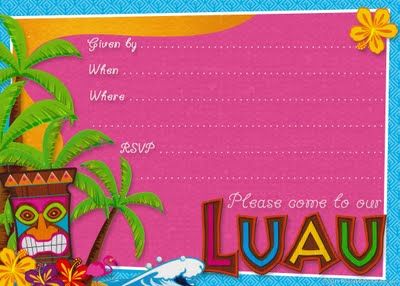 Free Printable Hawaiian Luau Party Invitations