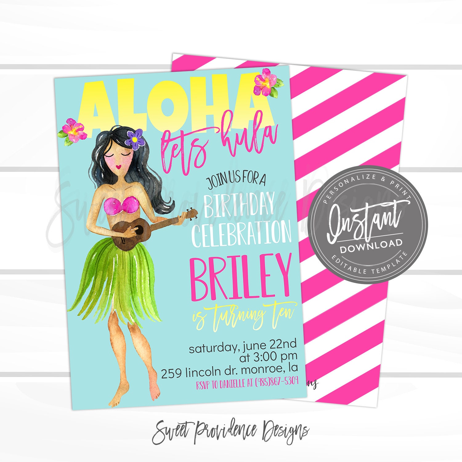 Luau Invitation, Luau Birthday Pool Party Invite, Hawaiian Luau ...