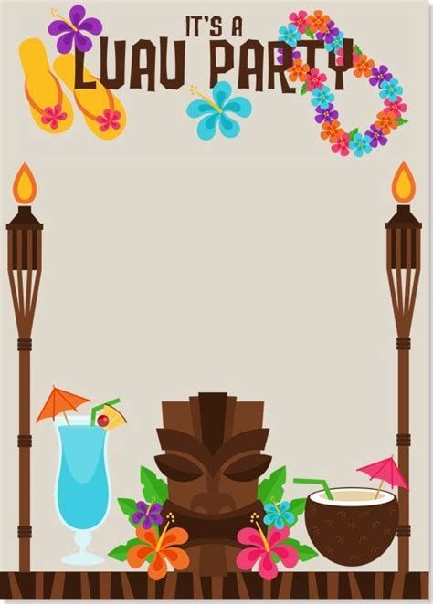 Luau Party - Free Pool Party Invitation Template C75