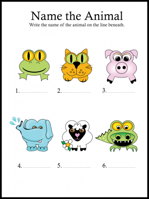 Name The Animal in This Worksheet | Free Printable Online