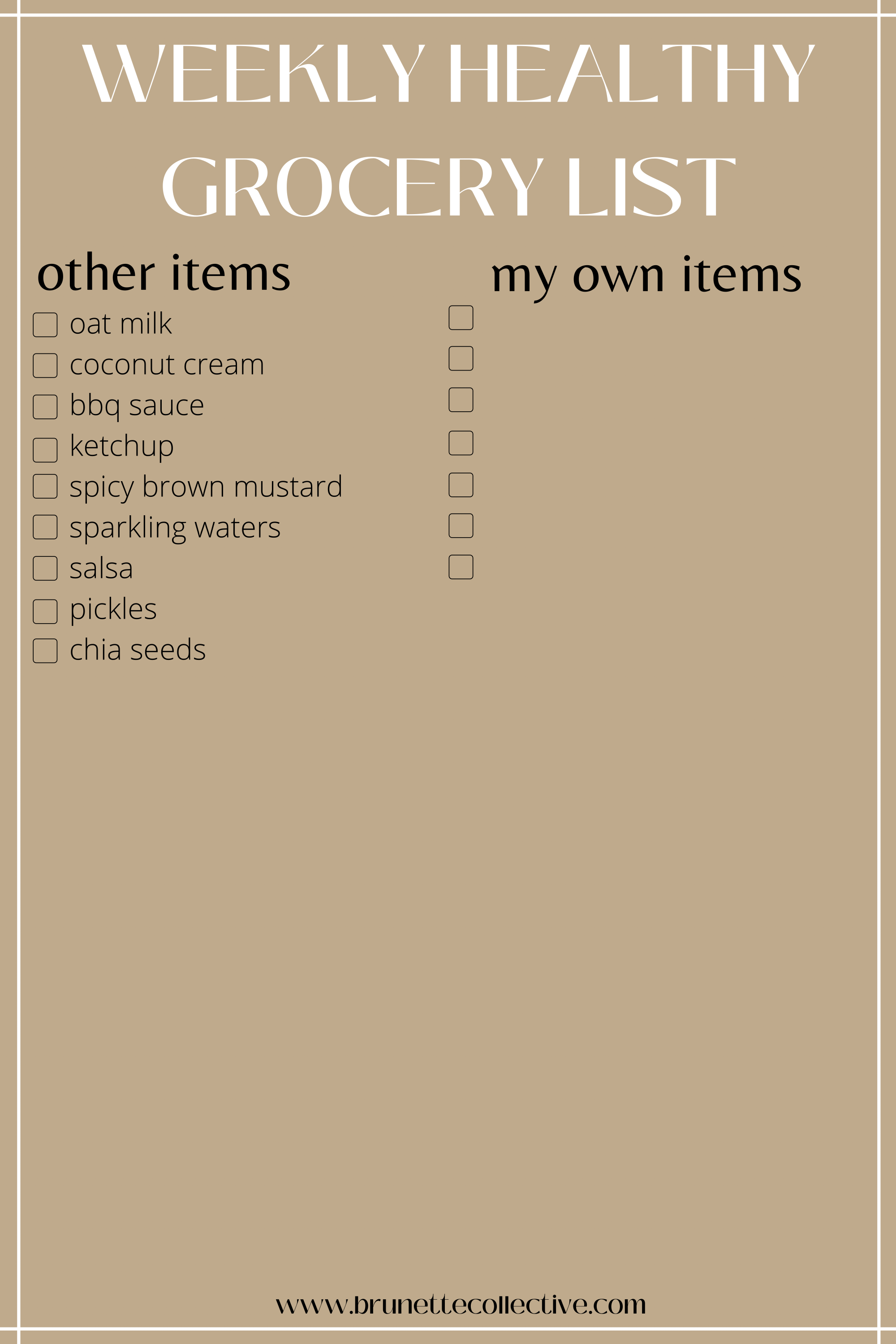 CLEAN EATING GROCERY LIST ON A BUDGET - brunettecollective.com