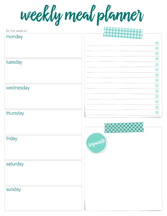 printable healthy meal planner