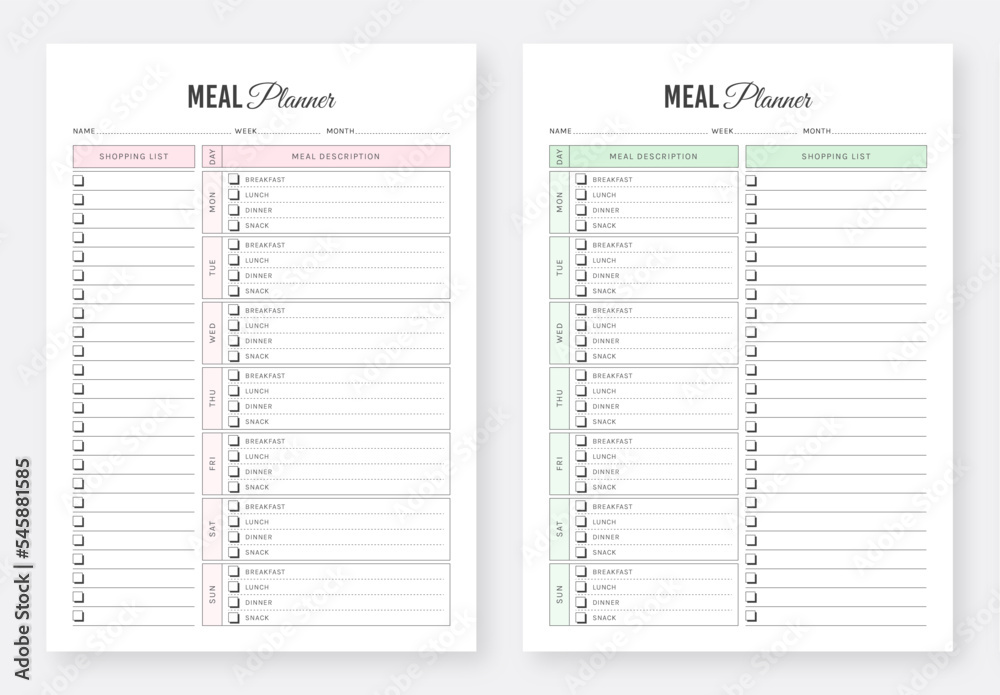 Daily and weekly meal planner with shopping list. Weekly meal ...