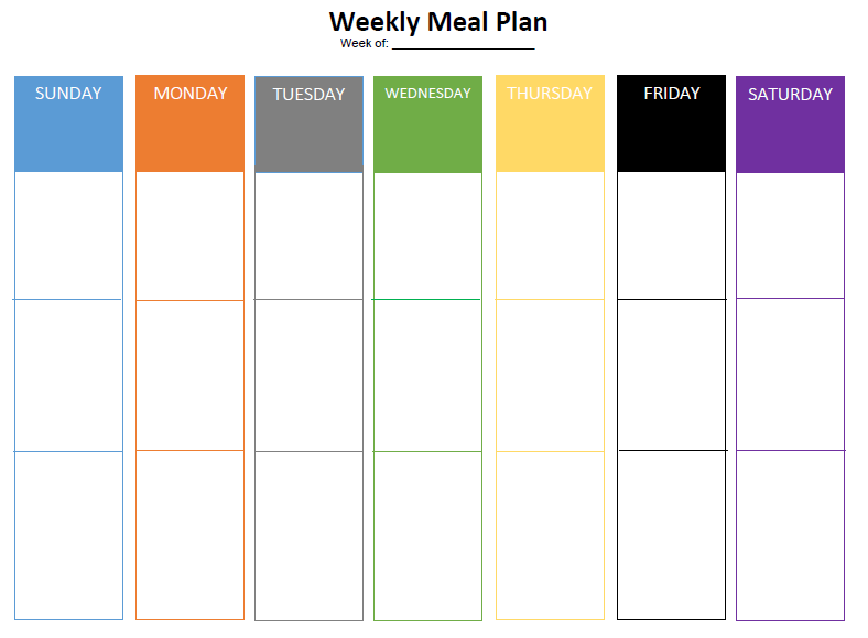 Blank Meal Plan (Free Printable) - Healthy Body equals Healthy Mind