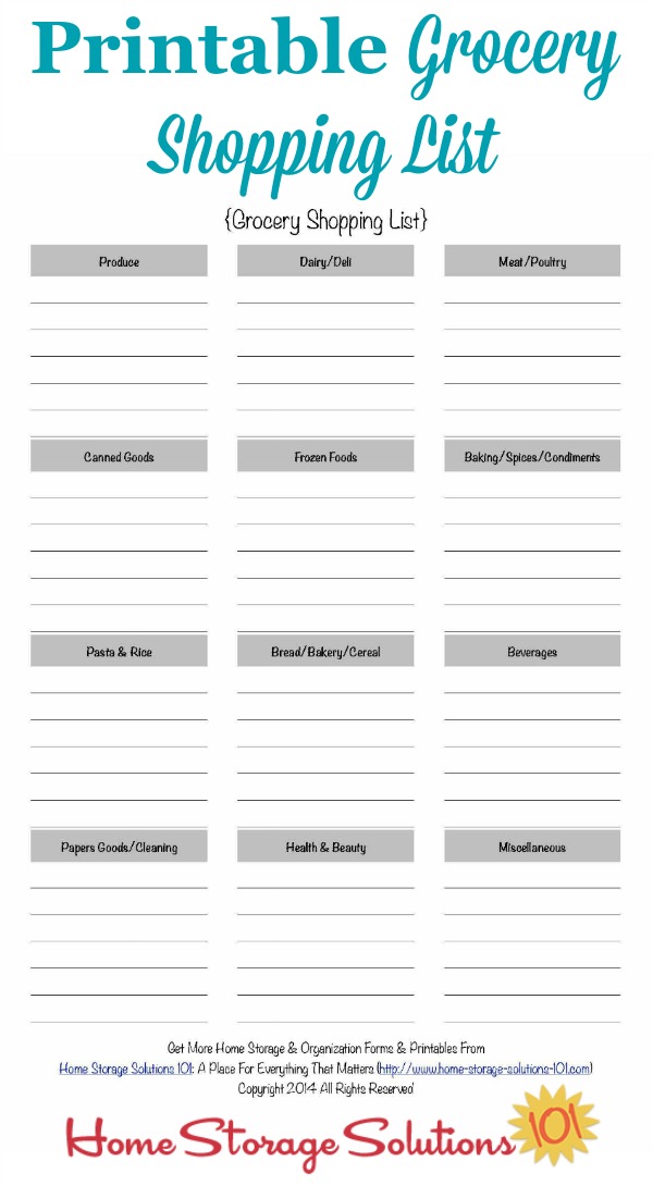 printable healthy shopping list