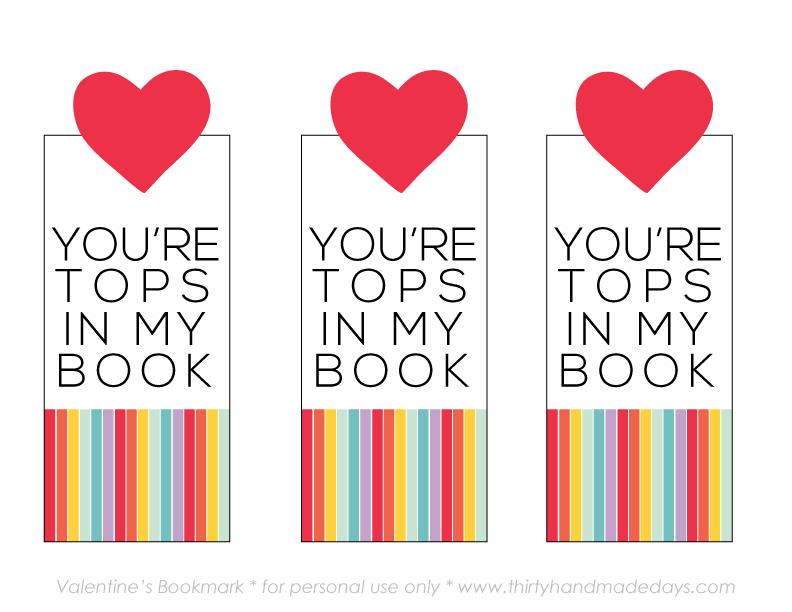 Printable Valentines Day Gift: Youre Tops in My Book