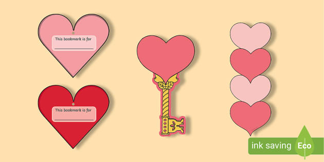 printable heart bookmarks