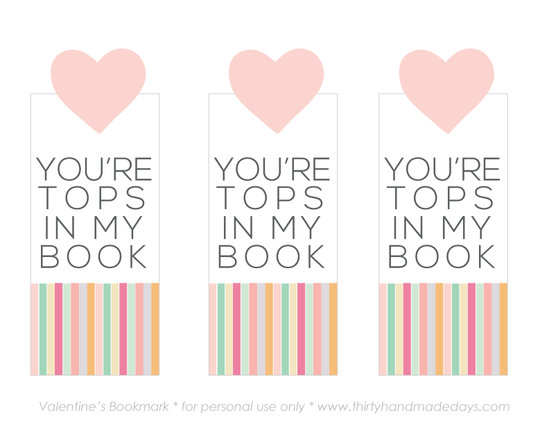 Printable Valentines Day Gift: Youre Tops in My Book