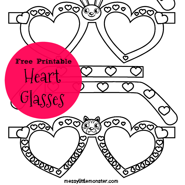 Free Printable Heart Glasses - Messy Little Monster