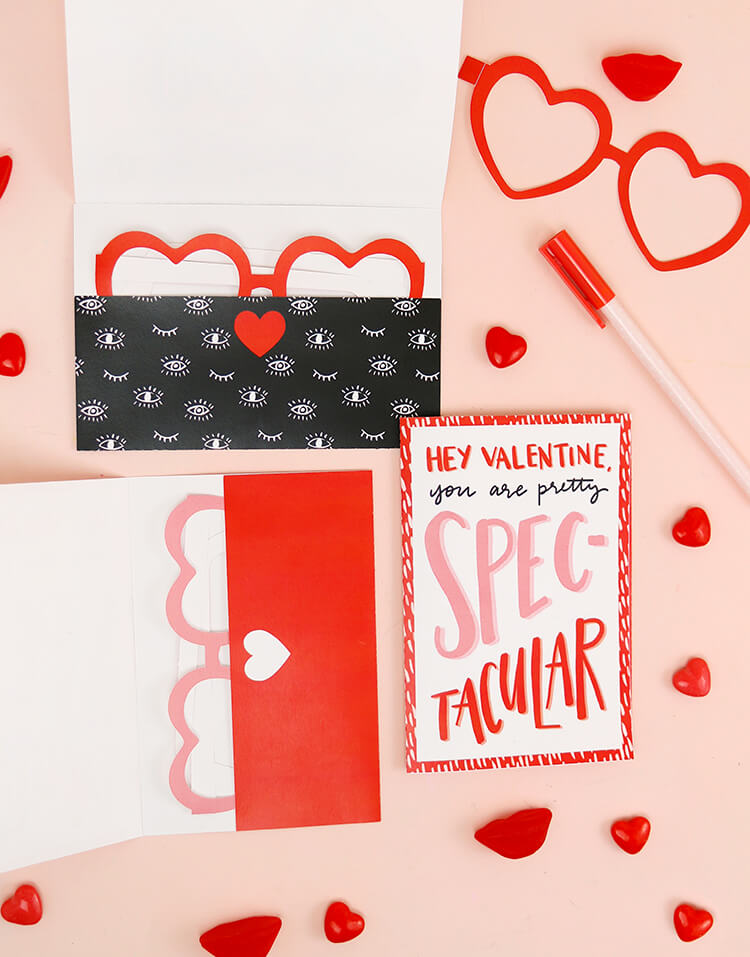 Free Printable Valentine Cards with Heart Glasses - Persia Lou