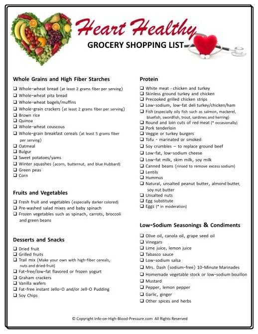 printable heart healthy food list