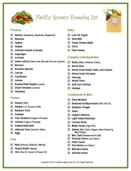 printable heart healthy grocery list