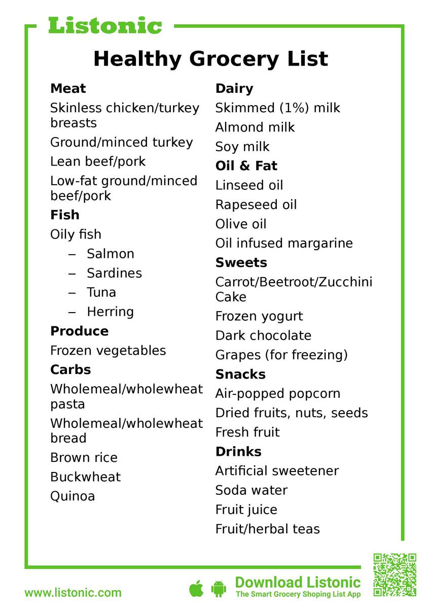printable heart healthy grocery list