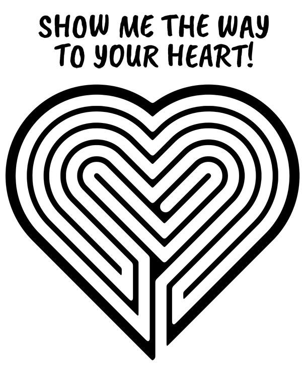 Heart maze printable worksheet for kids - Topcoloringpages.net