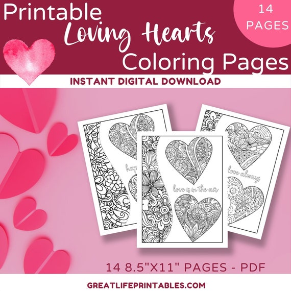 Printable Heart Coloring Pages, Valentines Day Coloring Pages ...