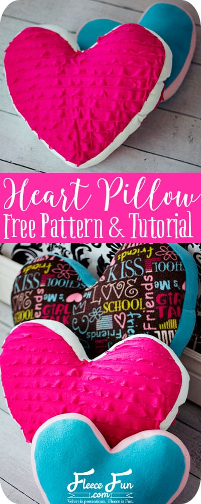 Heart Pillow tutorial and free pattern ♥ Fleece Fun