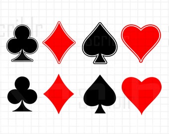 Playing Card Suits Hearts Diamonds Spades Clubs Vector SVG JPG PNG ...