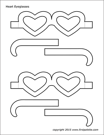 printable heart shaped glasses
