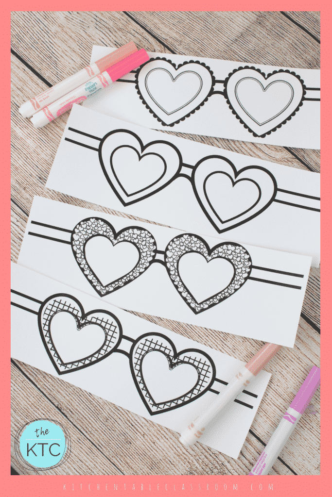 Playful Paper Heart Glasses to Print and Color - The Kitchen Table ...