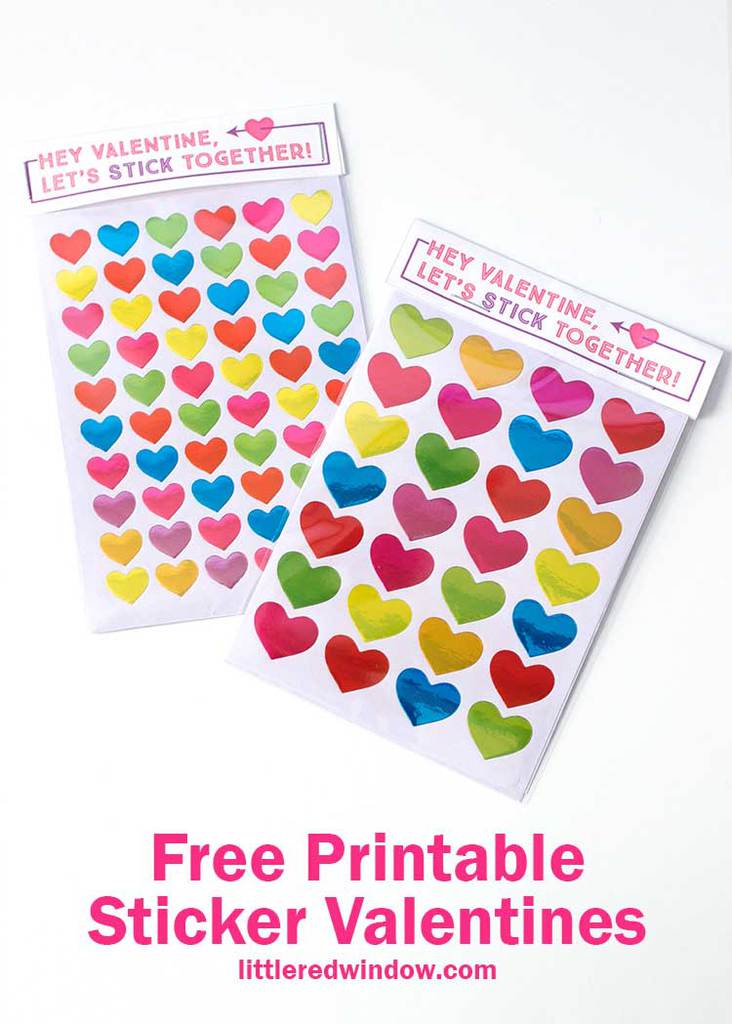 Free Printable Sticker Valentines - Little Red Window