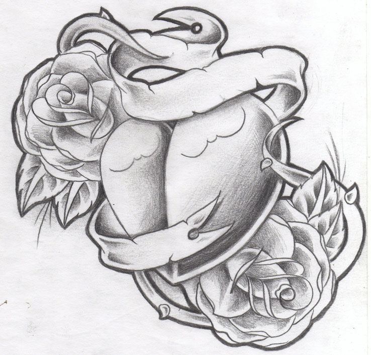 tattoo design new heart nroses by WillemXSM on DeviantArt