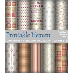 Download - Digital Paper Pad - Christmas - Burgundy and Gold