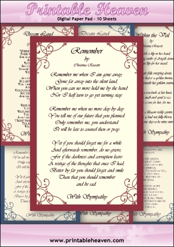 Download - Digital Paper Pad - Christina Rossetti Sympathy