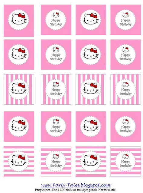 Party Printable ~ HELLO KITTY Party circles {Cupcake toppers ...