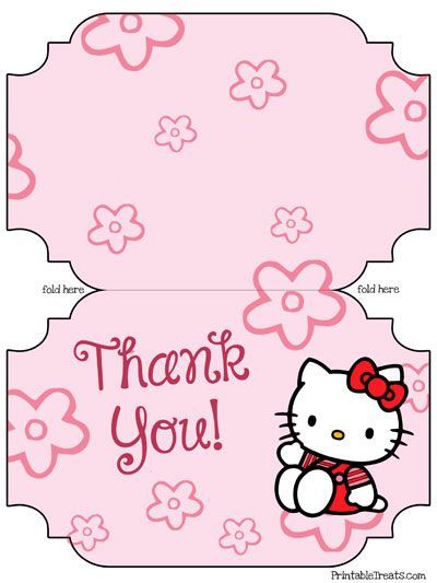 Printable Hello Kitty Thank You Cards - Printable Treats | Hello ...