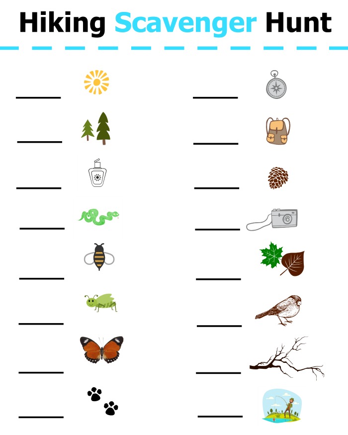 printable hiking scavenger hunt