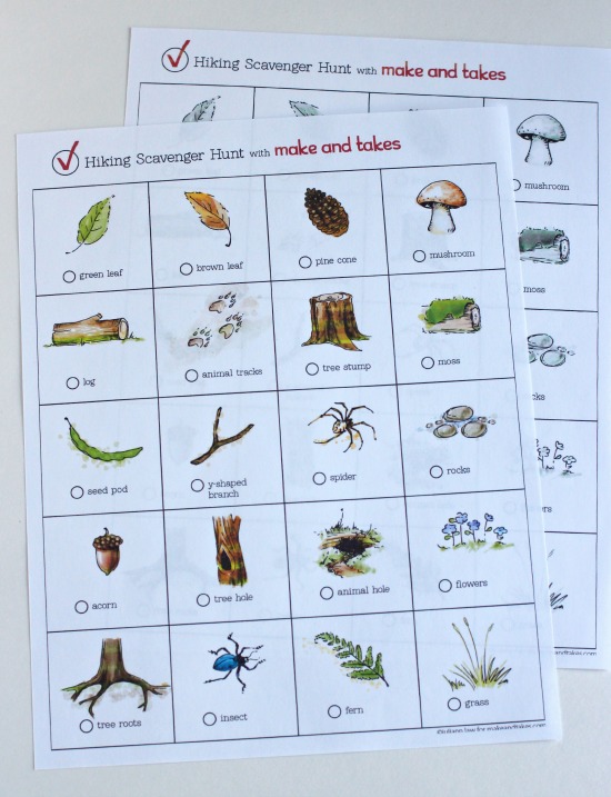 printable hiking scavenger hunt