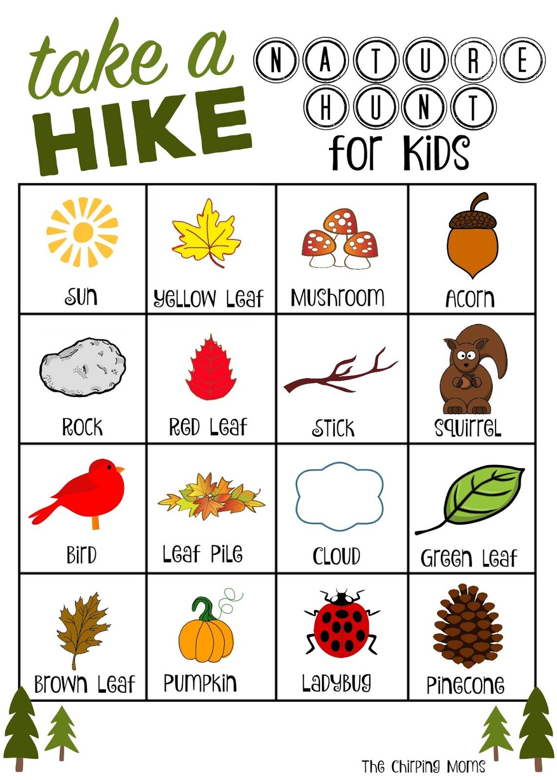 printable hiking scavenger hunt