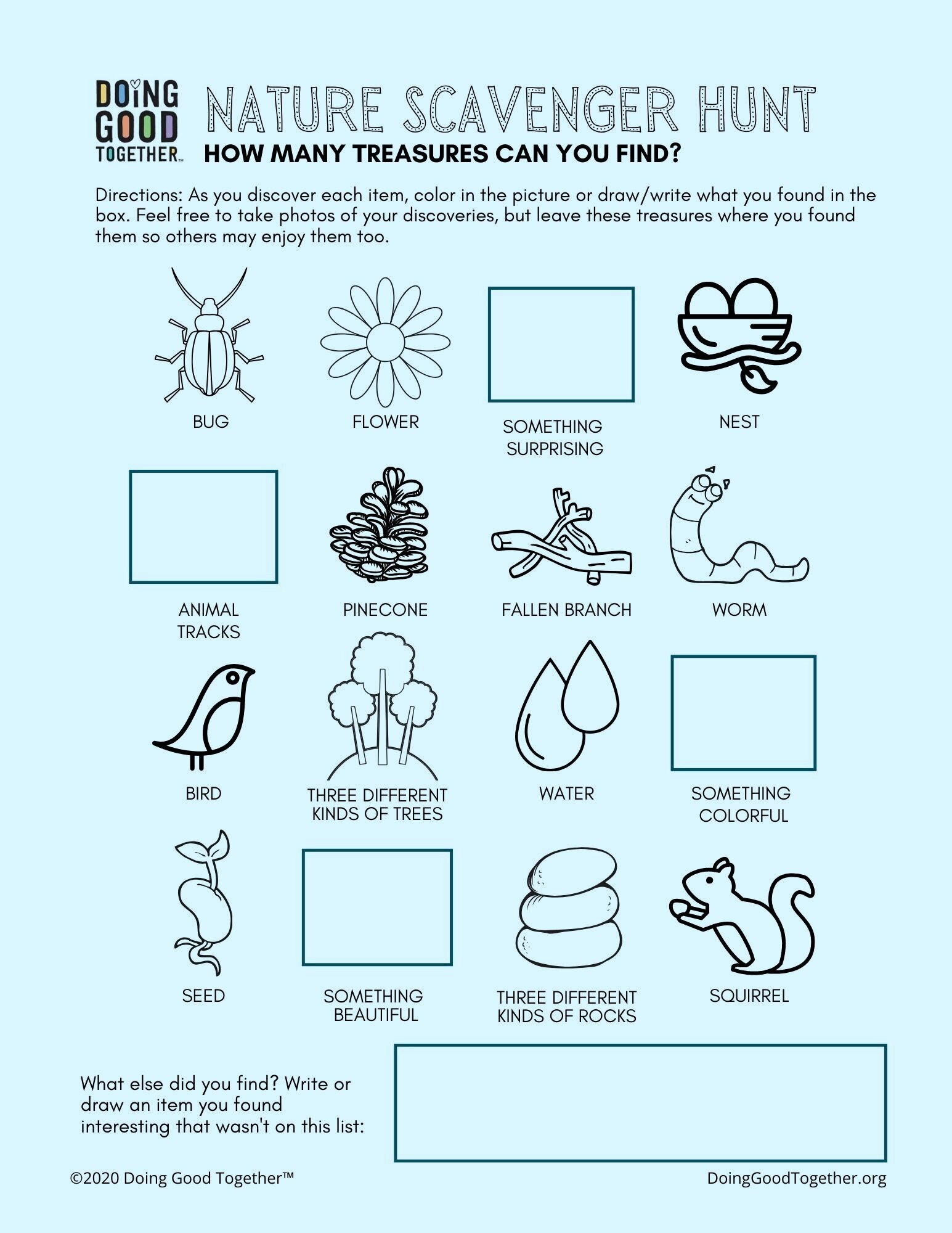 printable hiking scavenger hunt